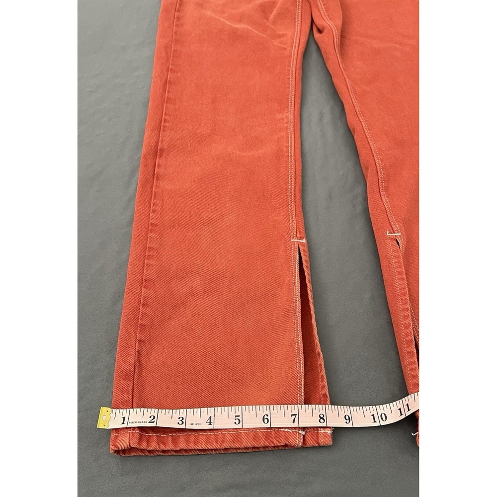 BDG Urban Outfitters Jeans Womens Sz 25 Coral Orange High Straight Leg Split Hem - Picture 14 of 15